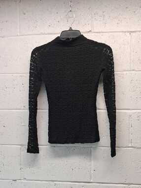 NWT Womens Cocobebe Black Long-Sleeve Lace Mock Neck Top
